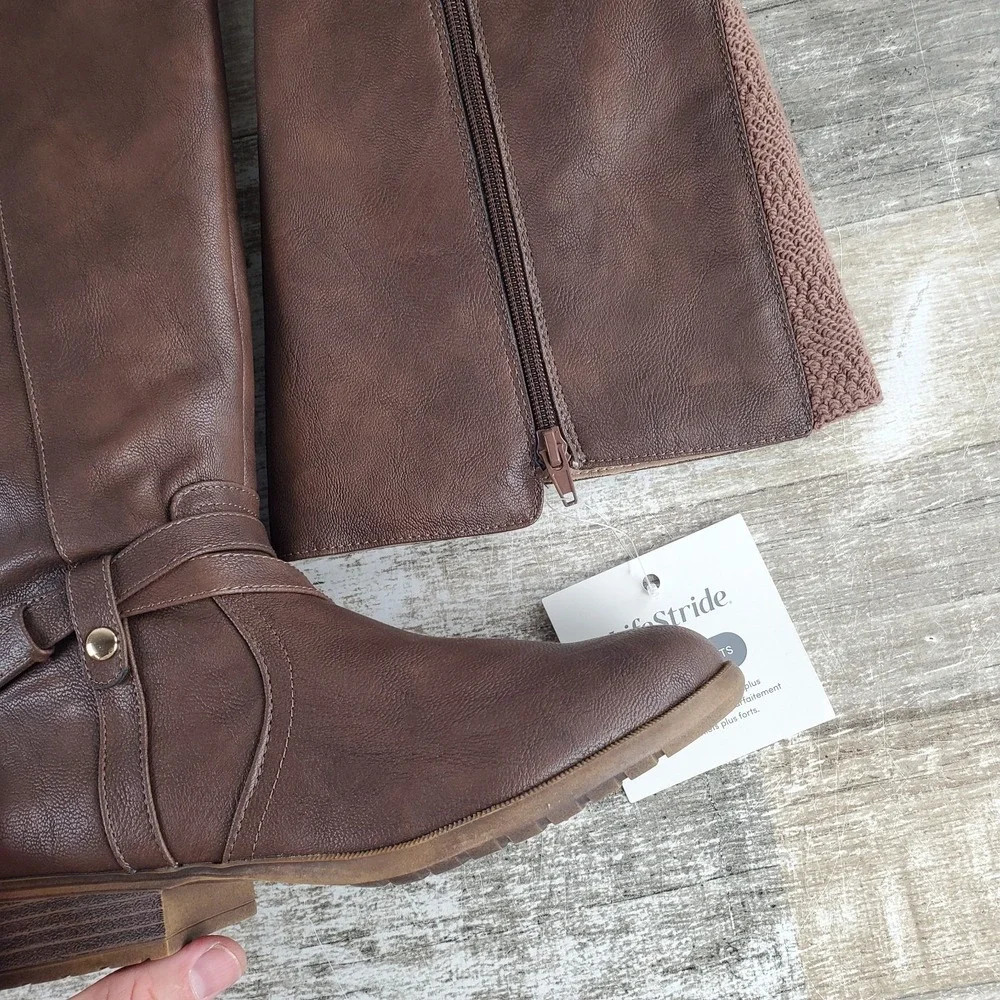 LifeStride Xtrovert Women Riding Boots Sz 7 M Wide‎ Calf Knee-High Side Zip